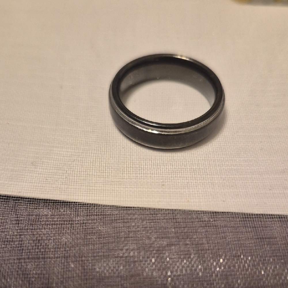 Men's Classic Stainless Steel Black Ring Size 7